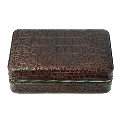 Portable Leather Cigar Holder Travel Humidor Case Hold 4 Cigars
