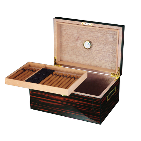 100 CT Luxury High Gloss Ebony Cedar Wood Custom Made Retail Cigar Cabinet Humidor