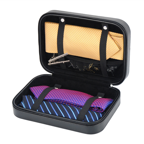 Sonny Custom Black Leather Mens Tie Box Packaging Organizer