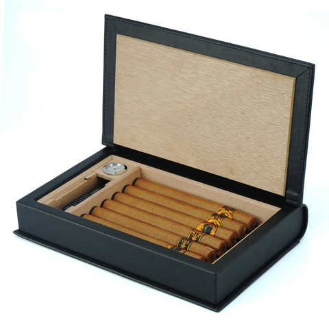 Wholesale Fashion Unique Book Shape Travel Style Cigar Box Leather Humidor