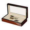 Sonny 16 Pairs Glossy Cherry Wood Glass Top Cufflinks Display Storage Box
