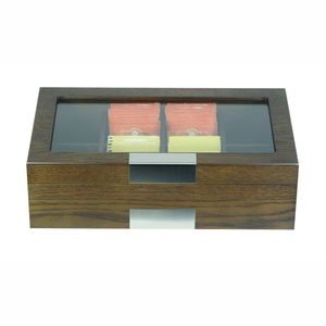 Sonny Luxury 8 Compartments Walnut Wooden Tea Bags Packaging Box Organizer
