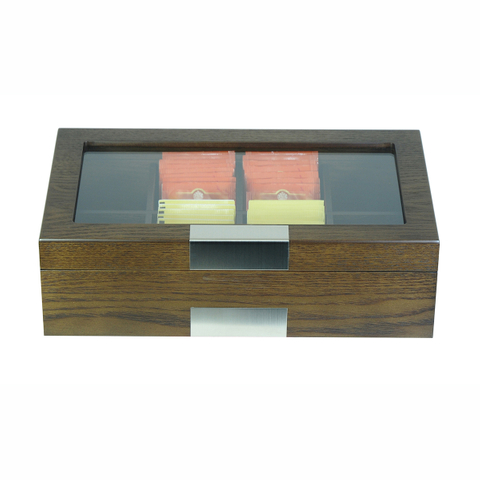 Sonny Luxury 8 Compartments Walnut Wooden Tea Bags Packaging Box Organizer