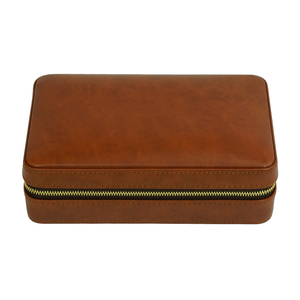Sonny Custom Wholesale 4 CT Portable Travel Brown Leather Cigar Humidor Case