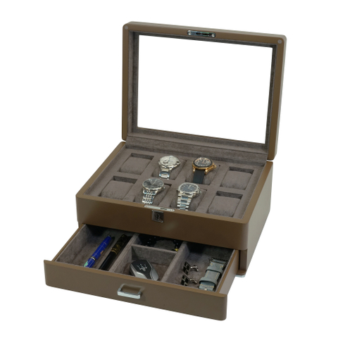 Sonny Custom Logo Luxury 8 Slots Wooden Watch Organizer Box with Drawer