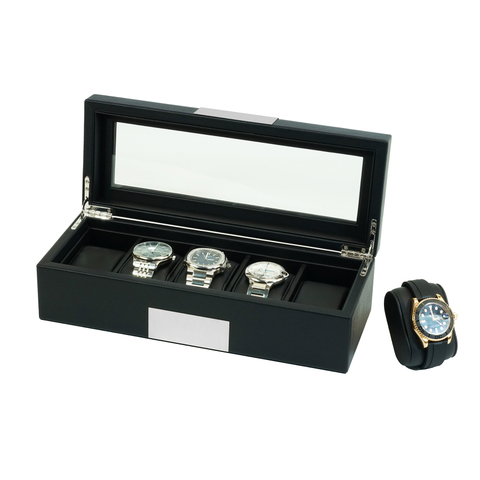 Sonny Custom 5 Slots Black Leather Watch Display Box for Men