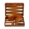 Sonny Custom Luxury Small Travel Brown Leather Backgammon Set