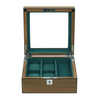 Sonny High End Walnut Wood Watch Box Luxury Mens Organizer Case for 4 Watches Cufflinks Rings Studs Storage