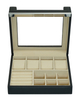 Sonny High Quality Black Leather Jewelry Box Display Organizer for Watch Cufflinks Ring Studs