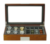 Sonny New Design Mens Mahogany Wood Watch Box Organizer with for 6 Watches + 8 Watch Bands