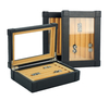 Sonny Glass Top Luxury Exquisite Black PU Leather Fancy Ring Cufflink Display Box