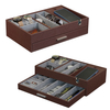 Sonny Custom 2 Layer Large Brown PU Leather Mens Valet Tray Desk Organizer for Watch Phone Cufflinks Pen