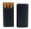 Sonny Premium Portable Travel 3 Finger Black Leather Cedar Wood Lined Cigar Carrying Case