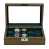 Sonny Luxury Walnut Wooden Watch Box Organizer for 8 Watches + 5 Pairs Cufflinks Storage