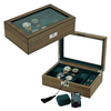 Sonny Luxury Walnut Wooden Watch Box Organizer for 8 Watches + 5 Pairs Cufflinks Storage