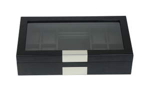 Wood Jewelry Belt Wallet Organizer Collect Cufflink Display Holder 8 Slots Watch Box Sonny Classical Black with Glass Lip 300pcs