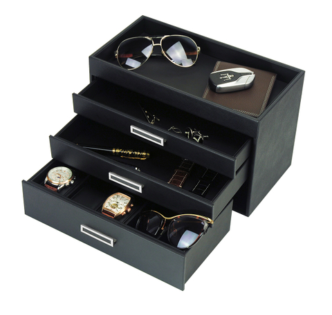 Sonny New Classic Design Custom Logo Luxury Leather Three-layer Drawer Jewelry Box