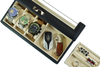 Sonny New Acrylic Lid Black Leather 3 Watch Box with Cufflinks Tray
