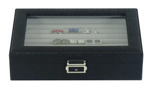 Sonny 2023 New Arrivals High End Business Men Leather Cufflink Box with Top Display Window
