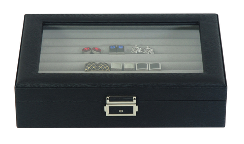 Sonny 2023 New Arrivals High End Business Men Leather Cufflink Box with Top Display Window