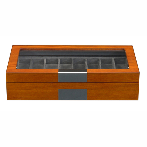 Sonny Luxury Custom Mahogany Wooden Watch Band Strap Box Holder for 16 Watch Straps