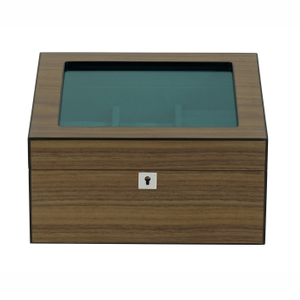 Sonny 2023 New Arrivals High End 4 Slots Walnut Veneer Wood Watch And Cufflinks Packaging Box Glass Top Jewelry Display Box