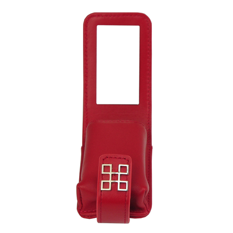 Sonny High End Lambskin Real Leather Lipstick Case Holder Mini Portable Travel Cosmetic Make Up Bag for 2 Lip Rouge