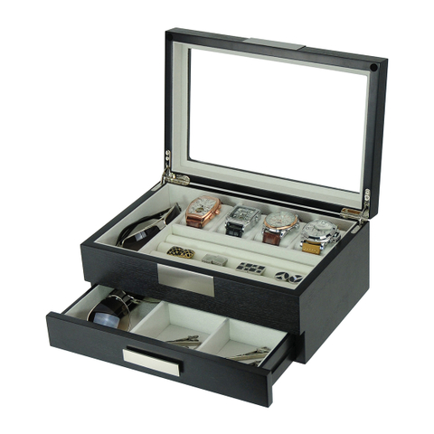 2023 High Popularity Product Luxury Multifunction Watch&jewelry Display Storage Case Double Layer with Drawer for Men/women Gift