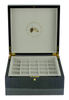 Personality Custom Bronzing Logo Wood Black High Glossy Double 50 Slots Jewelry Case for Cufflink Ring Earring Collction