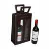 Sonny Custom Portable Brown Leather Gift Box Packaging for 2 Red Wine Bottles