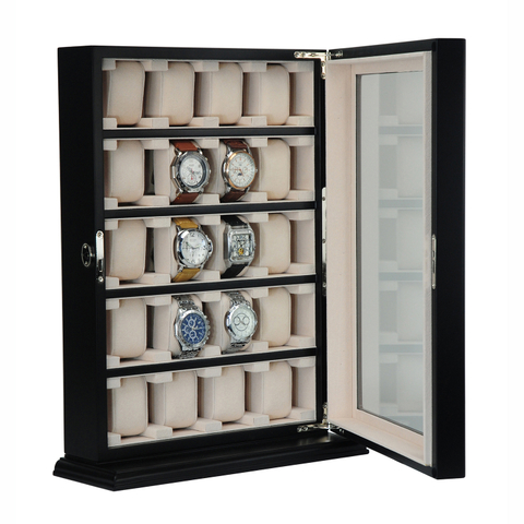 Sonny High End MDF Wood Black Watch Stand Display Holder 20 Watch Box Cabinet