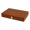 Sonny Custom Logo Deluxe 13 In Brown Leather Backgammon Set