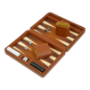 Sonny Custom Luxury Small Travel Brown Leather Backgammon Set