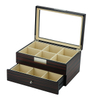 12 Slots Ebony Wooden Tie & Belt Display Box for Mens Accessories Storage Case with Glass Top