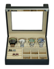 Sonny High Quality Black Leather Jewelry Box Display Organizer for Watch Cufflinks Ring Studs