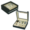 Sonny High Quality Black Leather Jewelry Box Display Organizer for Watch Cufflinks Ring Studs