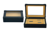 Sonny Glass Top Luxury Exquisite Black PU Leather Fancy Ring Cufflink Display Box