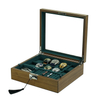 Sonny 2023 New Wooden Jewelry Organizer for Men 10 Slots Watch box with 2 Valet Cufflink Trays