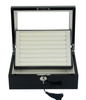 72 Paris Cufflink Box Wood Piano Finish Black Lacquer with Glass Top Display Cuff Links Boxes