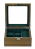 Sonny 2023 New Arrivals High End 4 Slots Walnut Veneer Wood Watch And Cufflinks Packaging Box Glass Top Jewelry Display Box