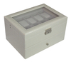 Sonny New Trend Custom Luxury 20 Slots Watches Box With A Drawer White Croco PU Leather Watch Box With Glass Top