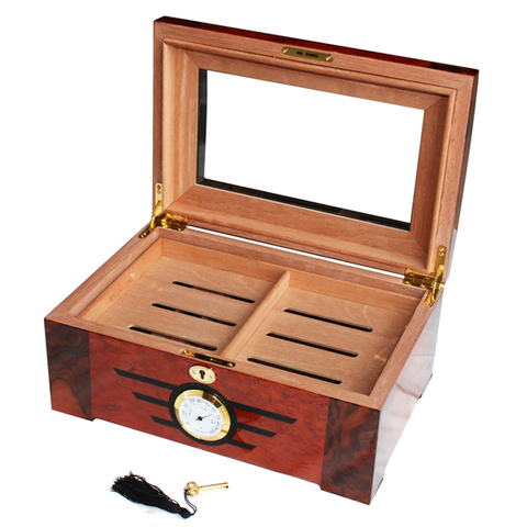 Double Color veneer Inlaid Wooden Cedar Humidor 100 CT