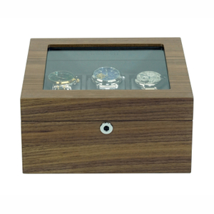 Sonny Luxury Handcrafted Glass Top 6 Slot Walnut Wooden Watch Box Packaging