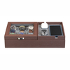 Sonny Custom Brown PU Leather Mens Valet Tray Desk Organizer for 6 Watches Cufflinks Sunglasses Phone