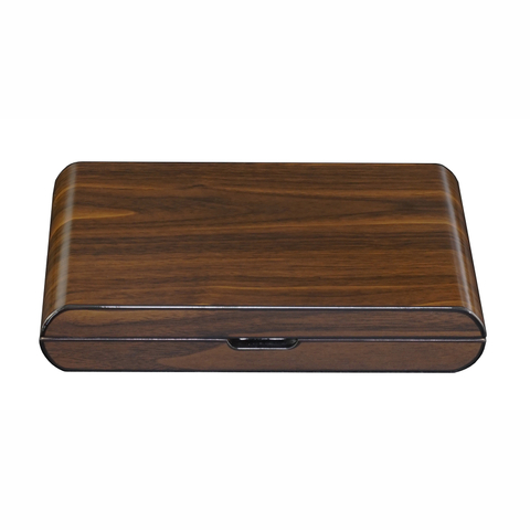 Sonny High Glossy Wooden Walnut Cigar Humidor 10 CT Travel Cigar Box