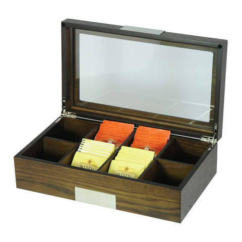 Sonny Luxury 8 Compartments Walnut Wooden Tea Bags Packaging Box Organizer
