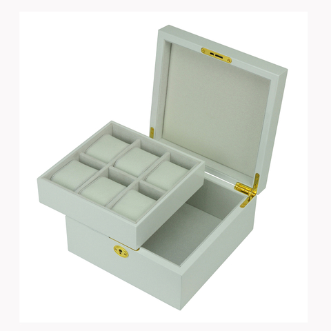 Sonny New Arrivals High End Customized Logo White 6 Grids Wooden Watches Box With A Removable Tray