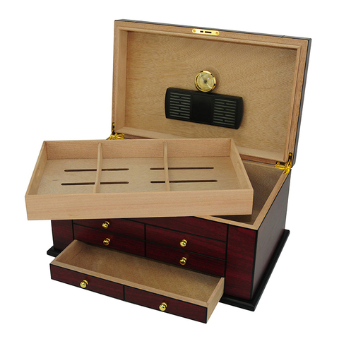 Exquisite Workmanship 100 CT Wooden Cigar Box Humidor With Drawer And Removable Tray
