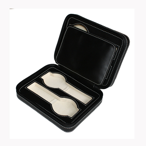 Sonny Leather Travel Watch Case Black Portable Watch Organizer Box Zipper Watch Bag