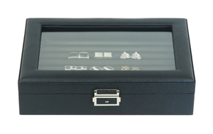 Sonny Hot Selling Custom Design Fashionable Black Wooden 36 Pairs Cufflink Ring Box Best Gift for Men